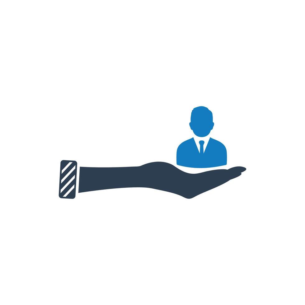 Customer Retention Icon. With Man and Hand Symbols. Editable Flat Illustration. vector