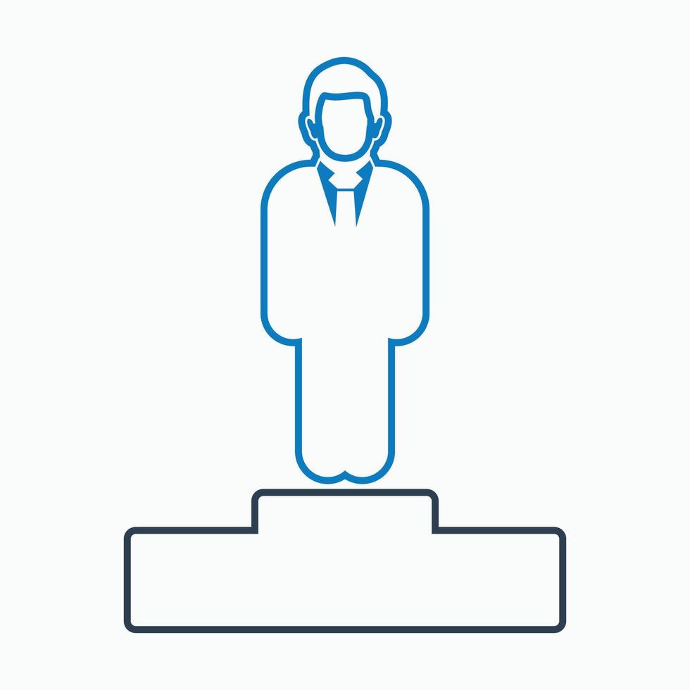 A man standing on a pedestal with a sign on it vector