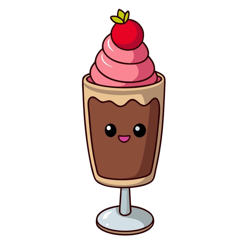 A cartoon ice cream sundae with a cherry on top vector