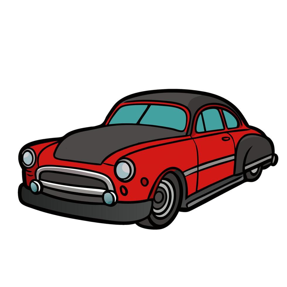 A cartoon red car on a white background vector