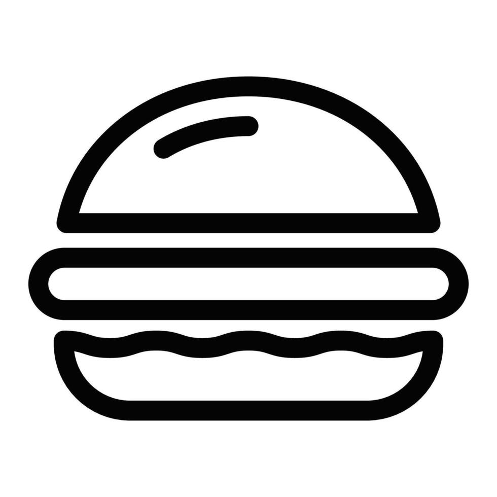 Simple icon of a burger, representing fast food, meals, and restaurant services. Editable stroke. vector