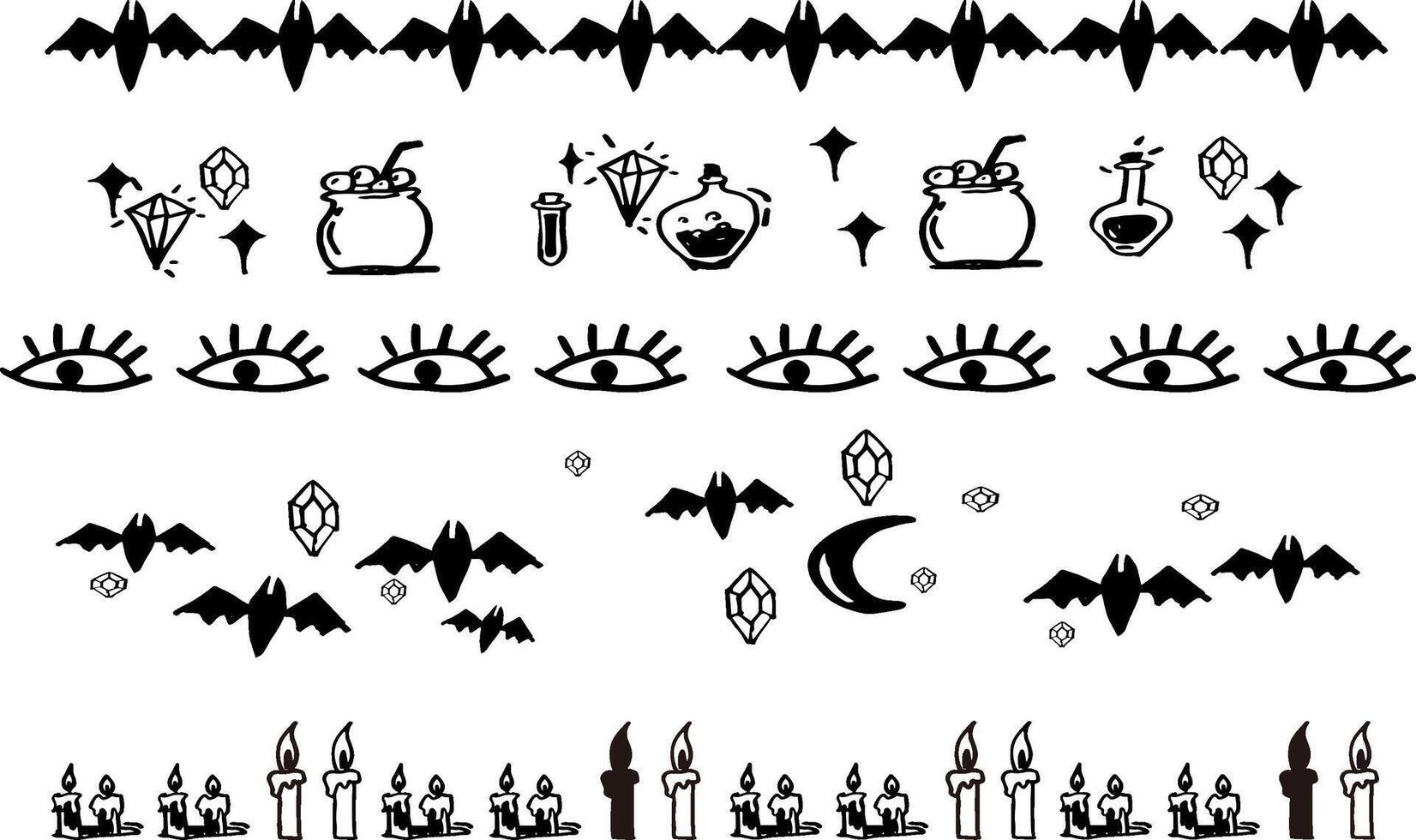 A set of hand drawn halloween theme pattern image materials pumpkin pattern eye pattern candle pattern vector