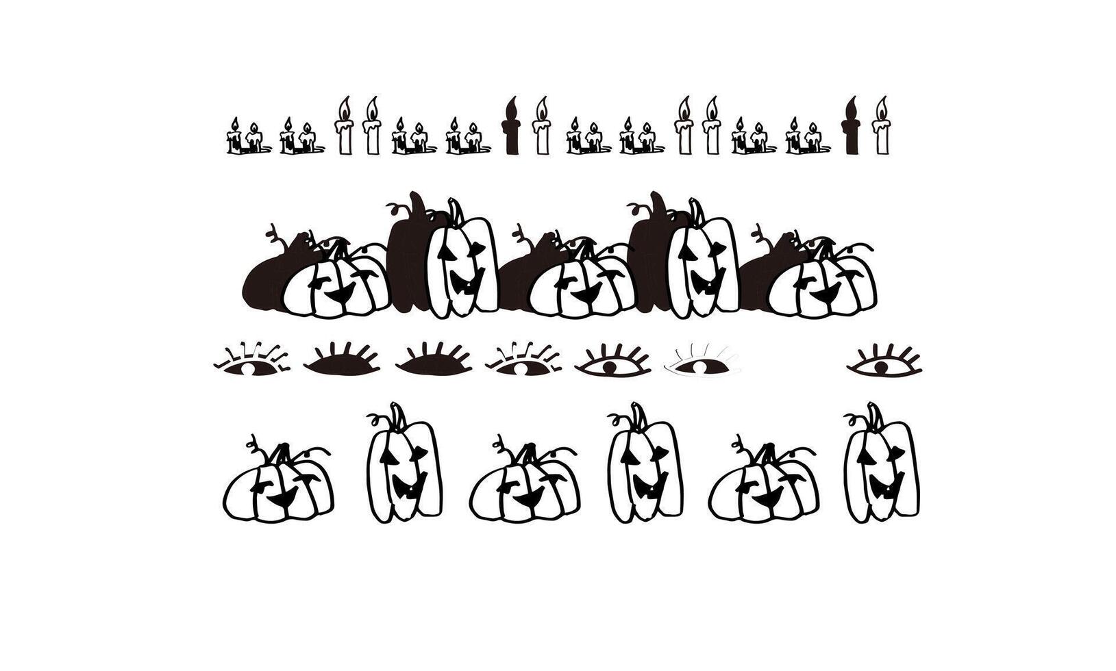 A set of hand drawn halloween theme pattern image materials. Pumpkin Candle Eye patterns vector