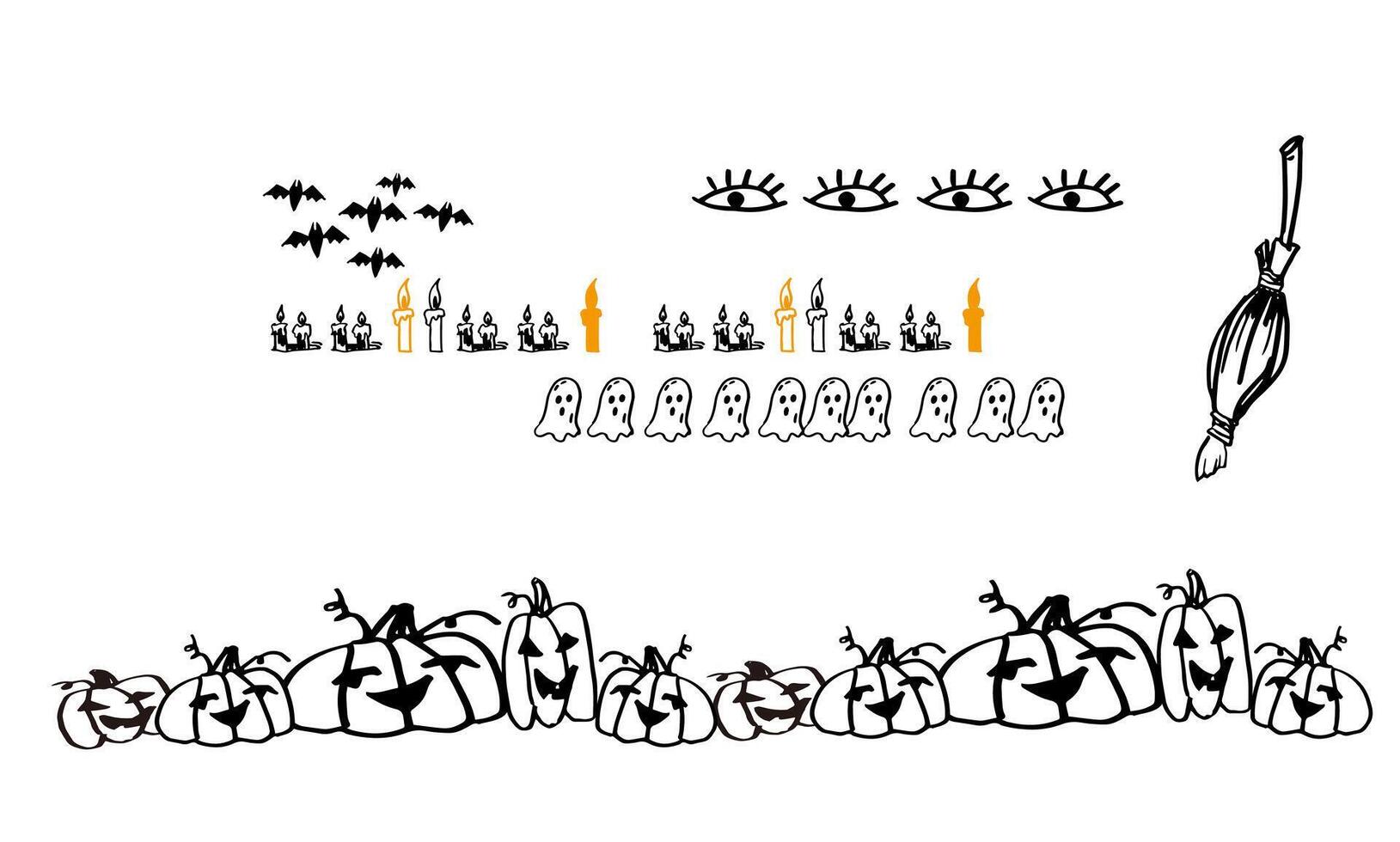 A set of hand drawn halloween theme pattern image materials bats pumpkin pattern eye pattern candle pattern vector