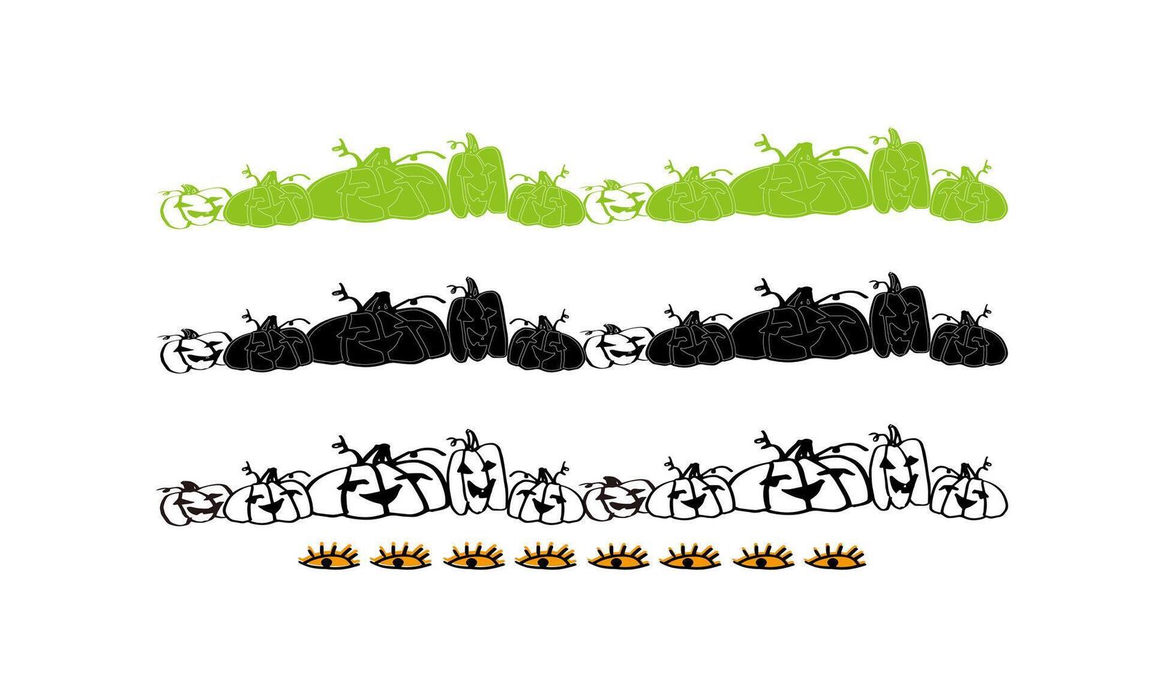 A set of hand drawn halloween theme pattern image materials pumpkin patterns and eye pattern vector
