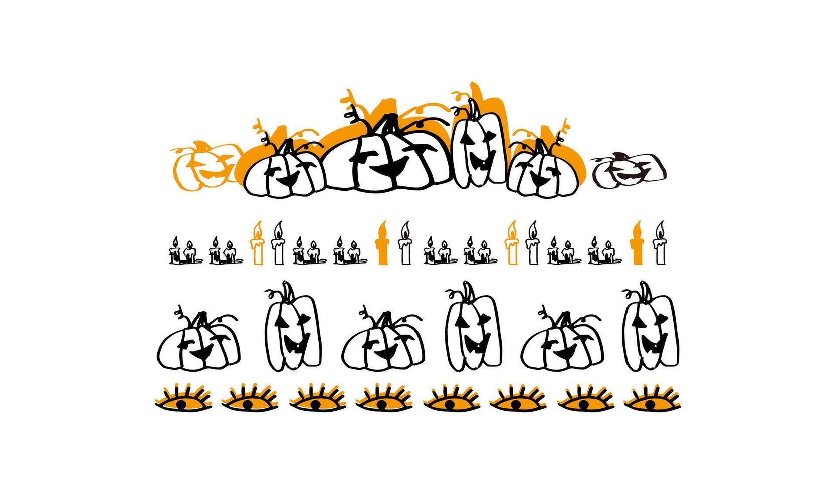 A set of hand drawn halloween theme pattern image materials pumpkin pattern eye pattern candle pattern vector
