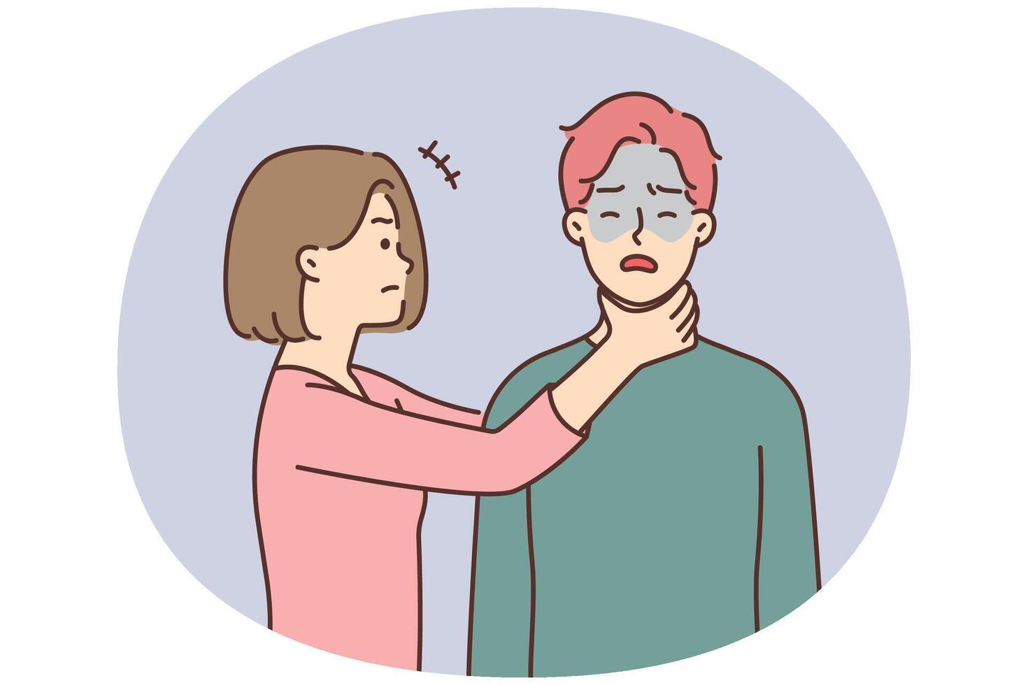 Aggressive woman choking man vector