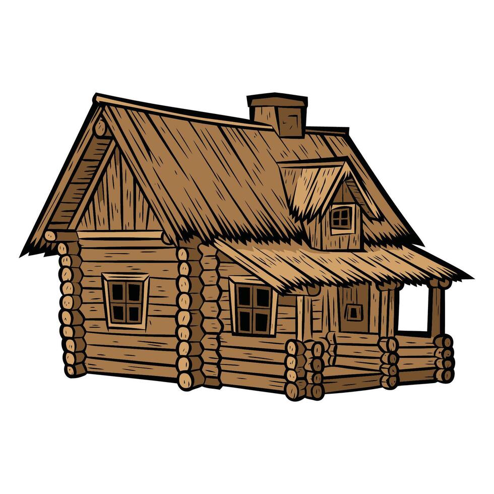 Cozy Log Cabin Illustration vector