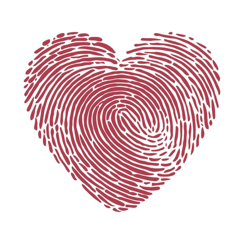 Red fingerprint heart shape illustration vector