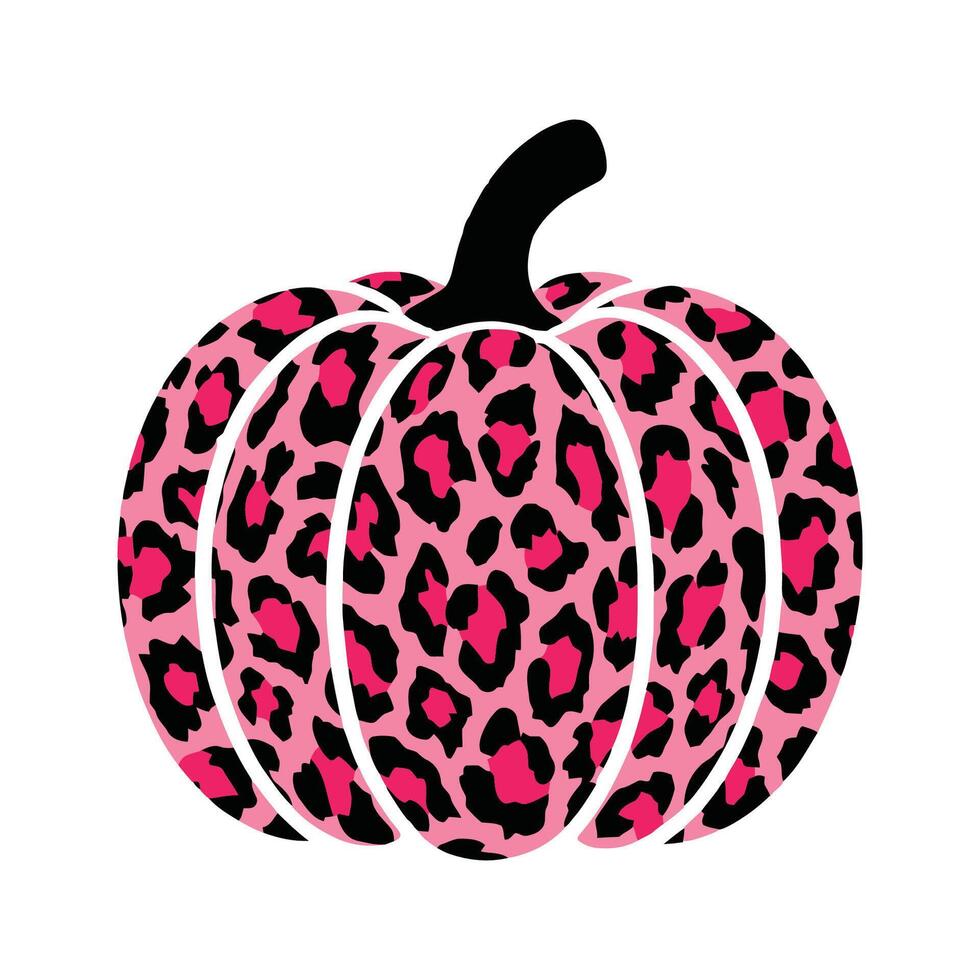 Pink leopard print pumpkin illustration vector