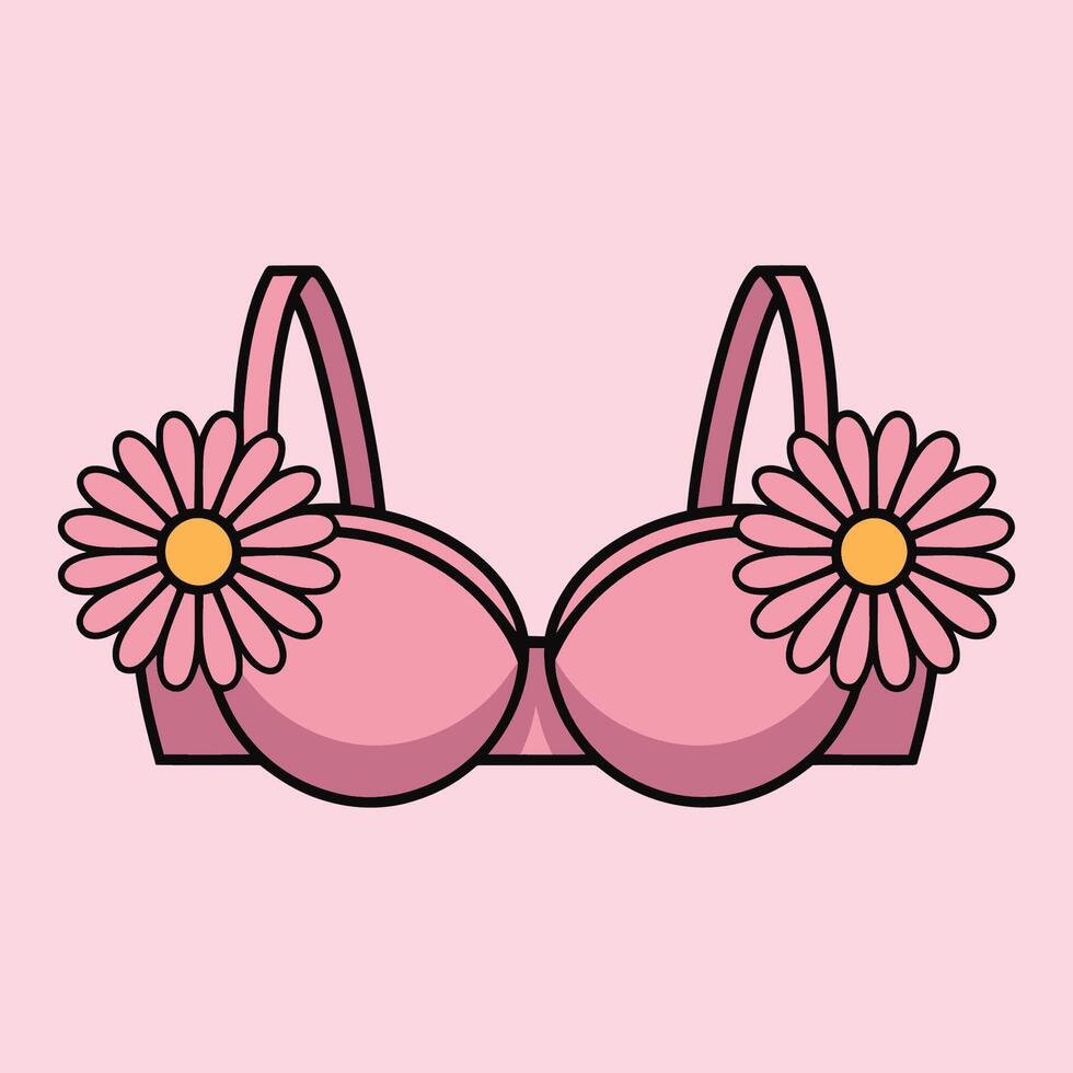 Pink bra with flower design illustration vector