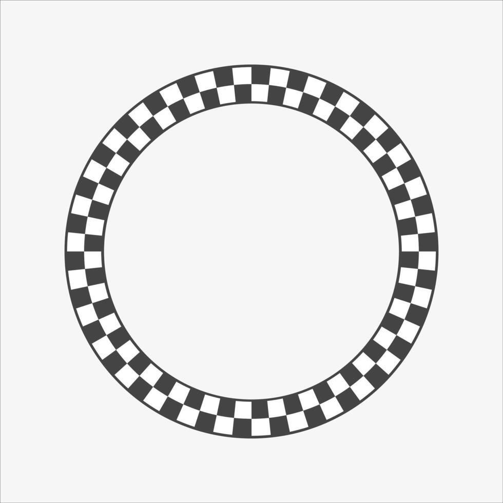 Checkered circle frame. Pit shop border vector