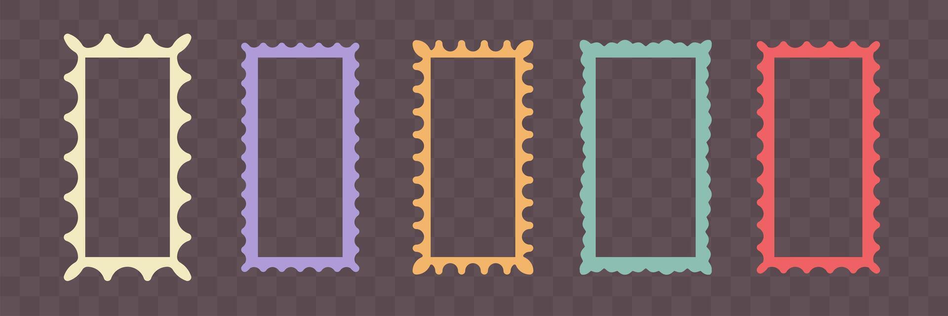 Empty text box. Waves zigzag frames. Scalloped rectangle borders vector