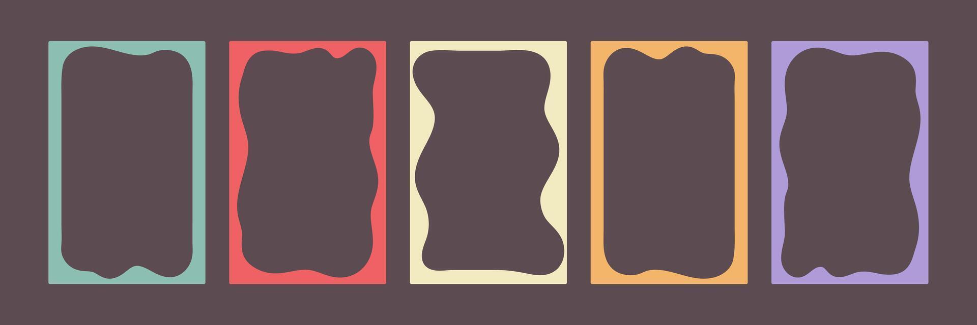 Color frames set. Squiggle, smooth waves border for text or image. Empty form shapes vector