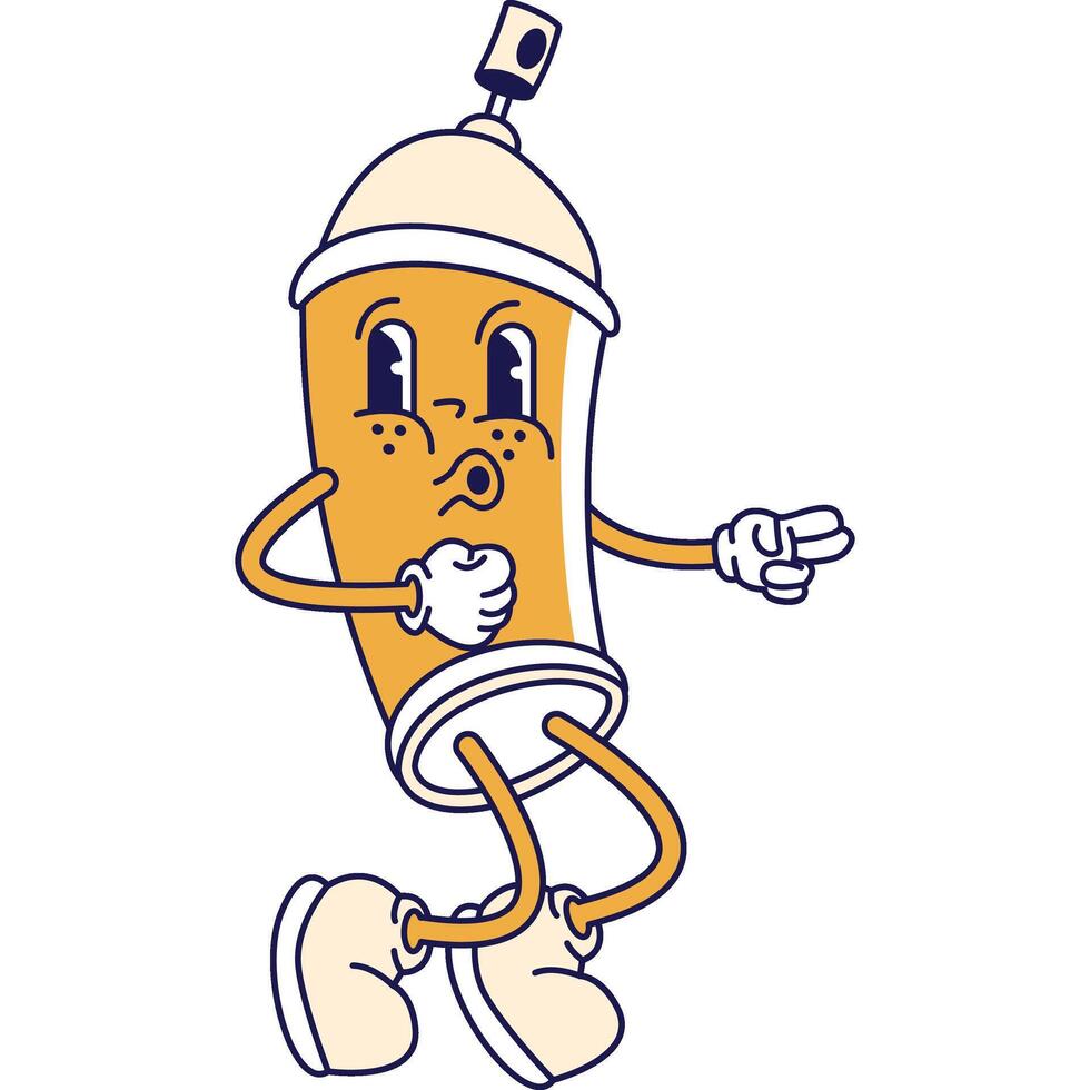 Yellow Spray Can Groovy Character Illustration vector