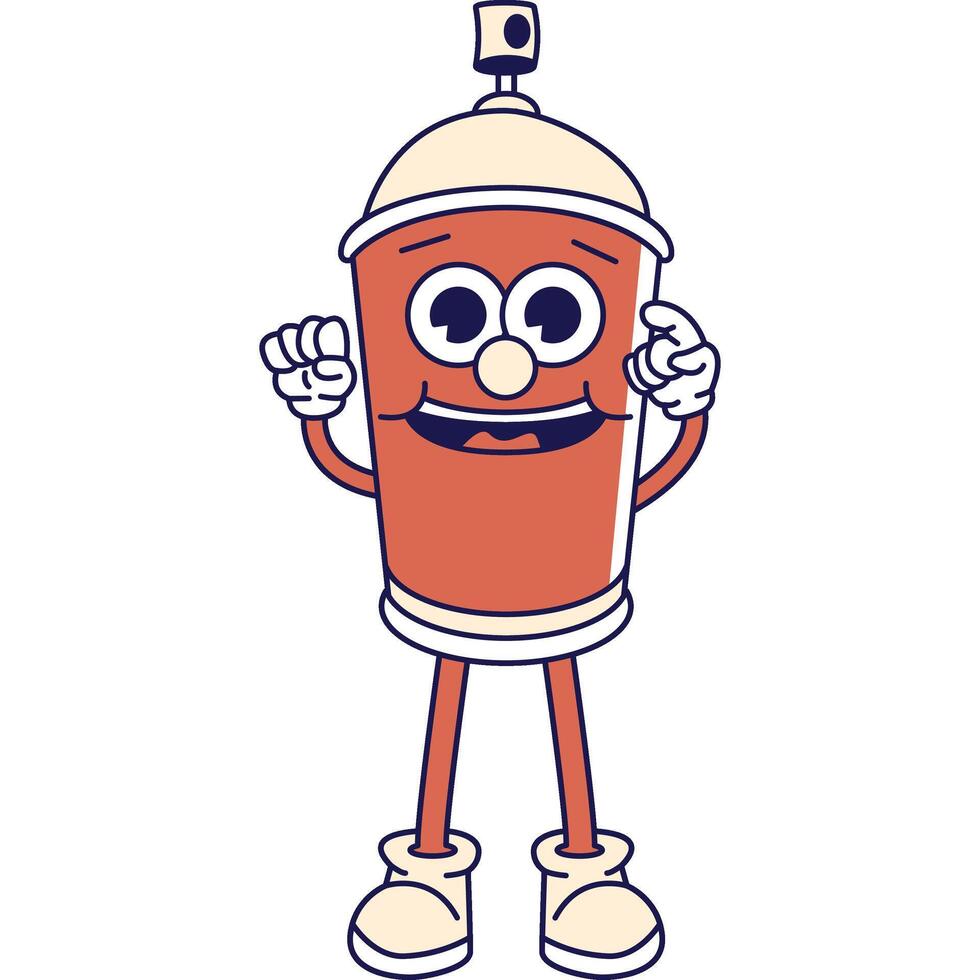 Red Spray Can Groovy Character Illustration vector