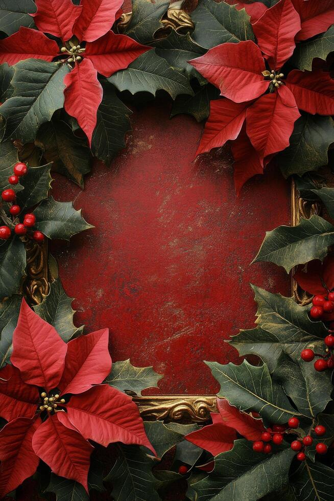 Beautiful poinsettia flowers arranged for festive decoration in a warm indoor setting photo