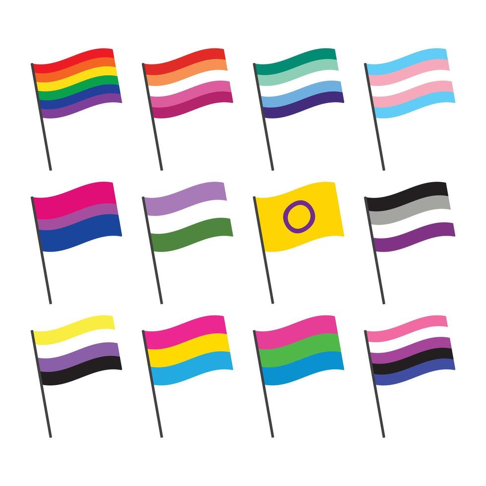 LGBTQIA pride flag flat design icon set. Pride month concept. vector