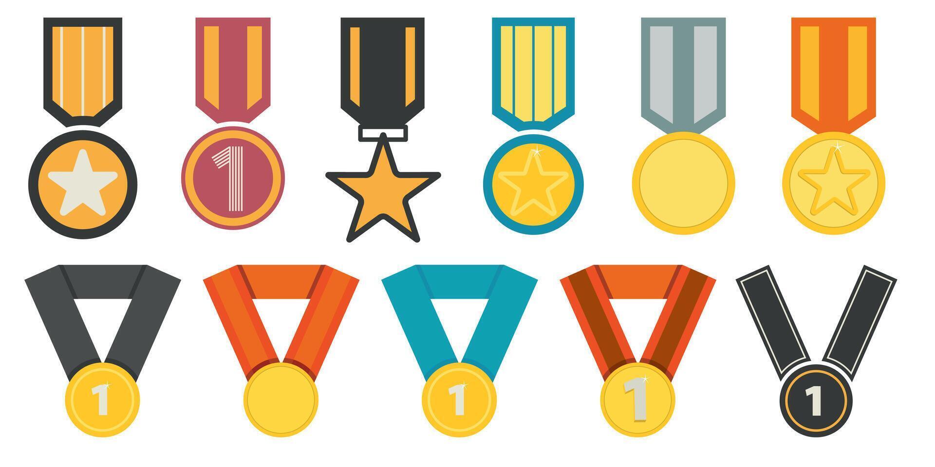 Set of medals. Triumph symbol vector