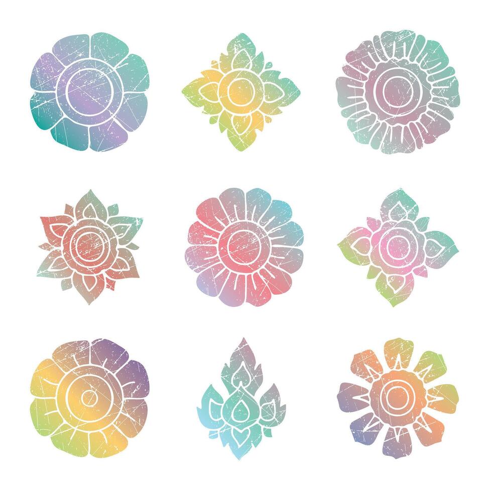 Colorful flower icons set vector