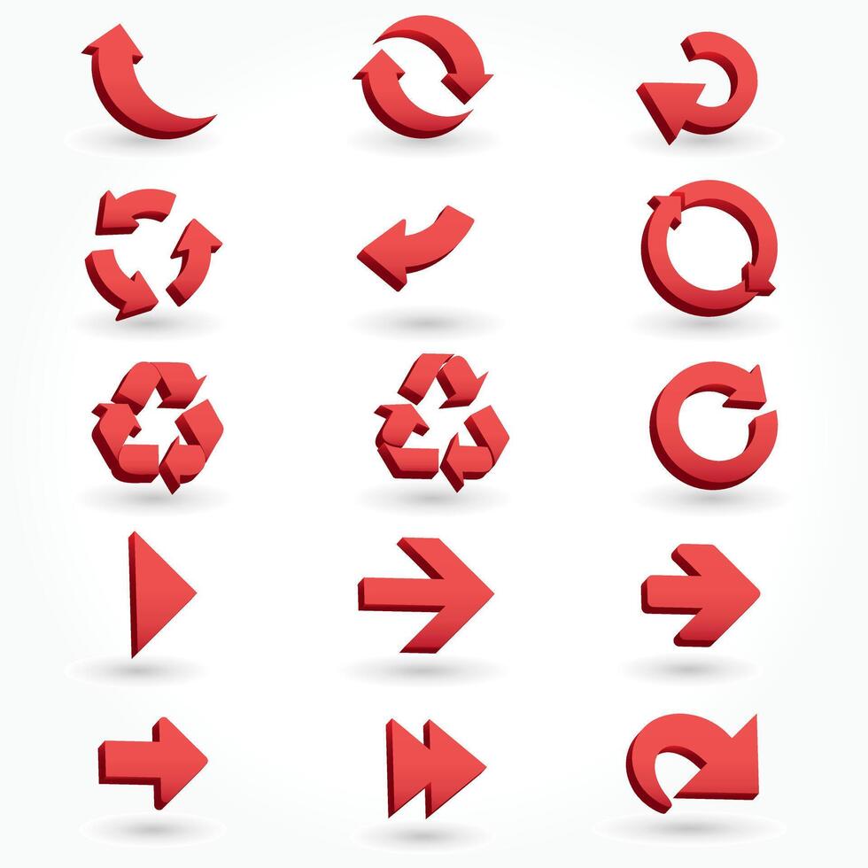 Various red arrows on a white background vector