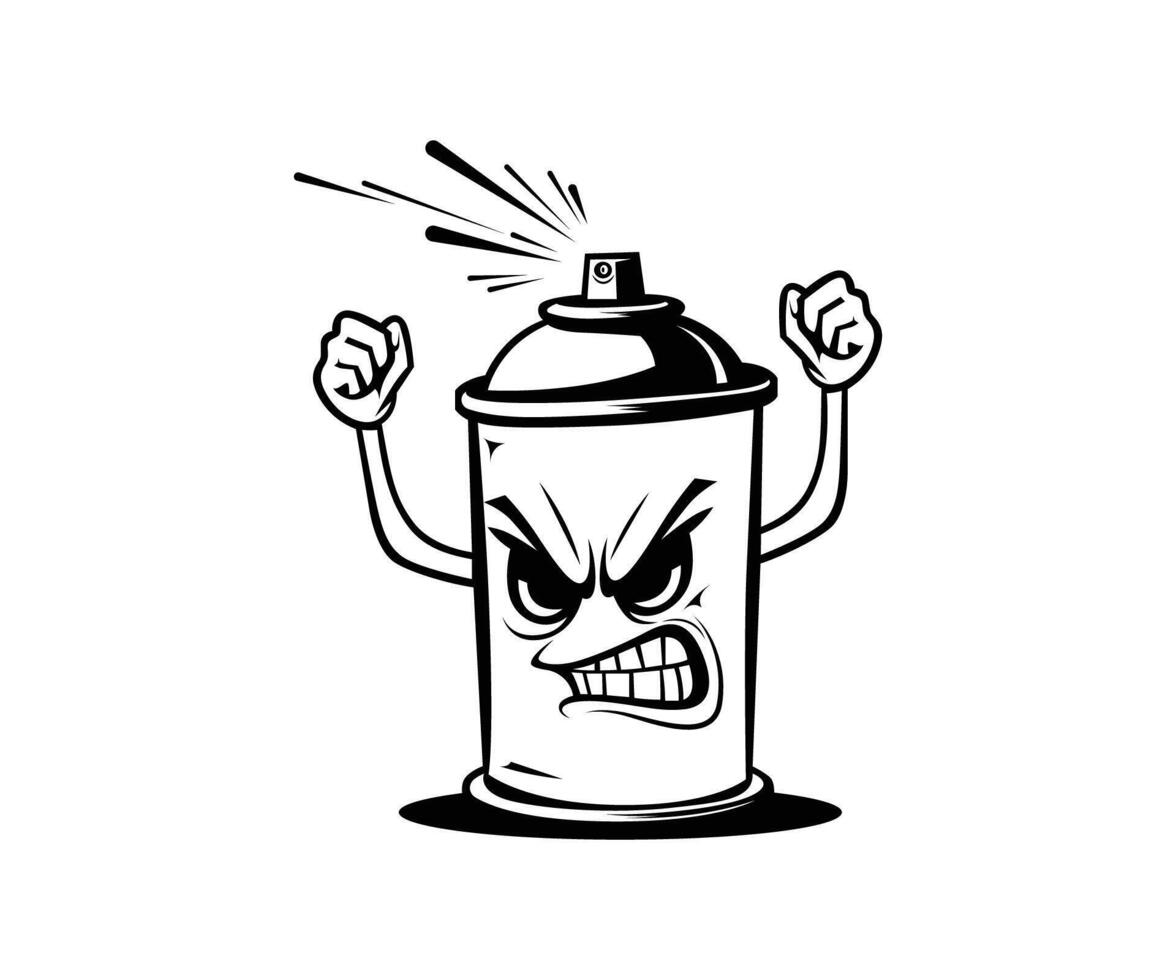 A cartoon spray can with angry face vector