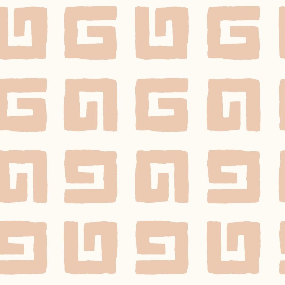 Abstract Neutral Beige Seamless Pattern with hand drawn Squiggles vector