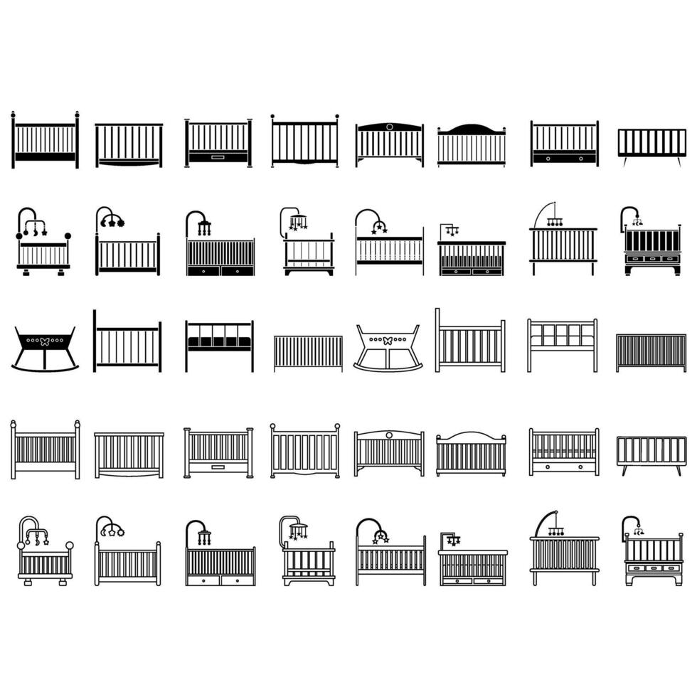 Baby crib icon set. Cot illustration sign collection. Crib symbol or logo. vector