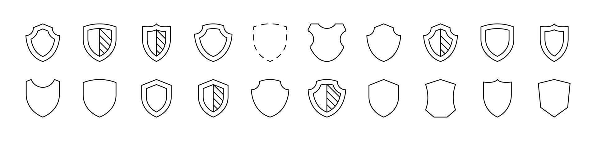 Simple Linear Icon of Shield. Editable Stroke. Minimalistic Linear Pictogram for Design of Cards, Apps, Banners, Posts vector