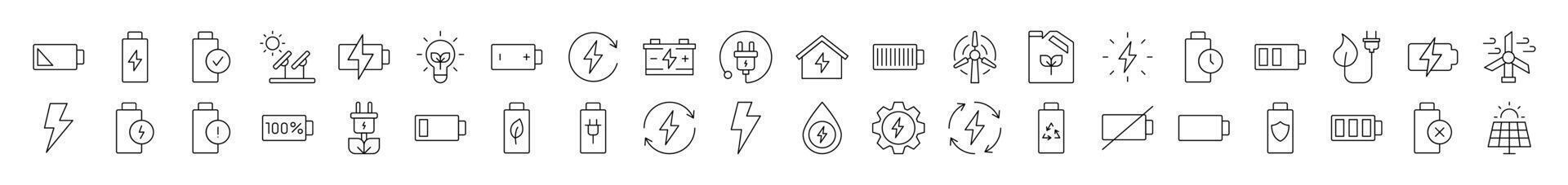 Ecology, Energy and Agriculture Outline Sign Collection. Editable Stroke. Perfect for Infographics, Articles, Books, Flyers, Banners vector