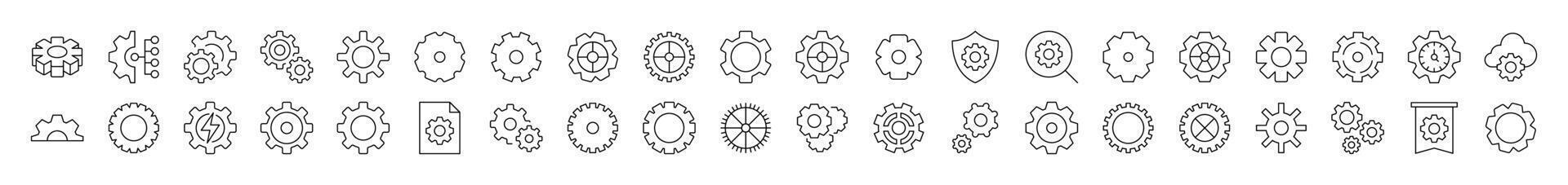 Mechanism and Settings Outline Style Icons for Design, Cards, Apps, Social Networks vector