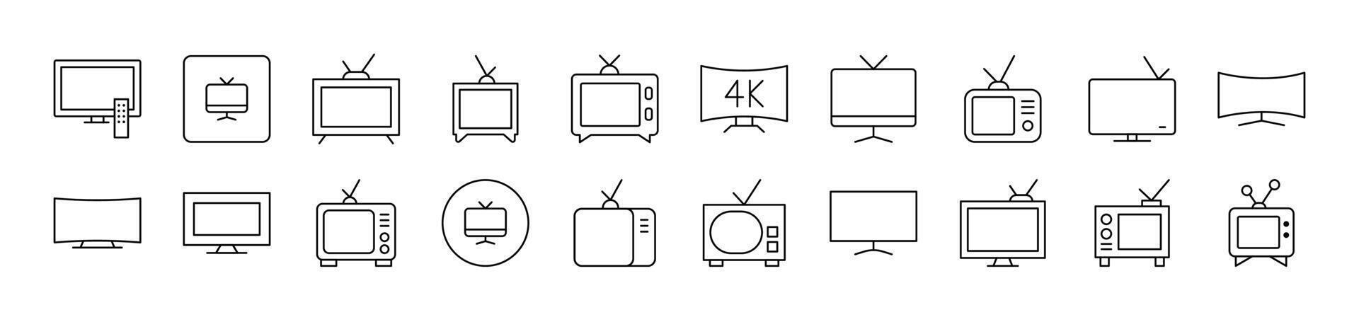 Simple Linear Icon of Tv Set. Editable Stroke. Minimalistic Linear Pictogram for Design of Cards, Apps, Banners, Posts vector