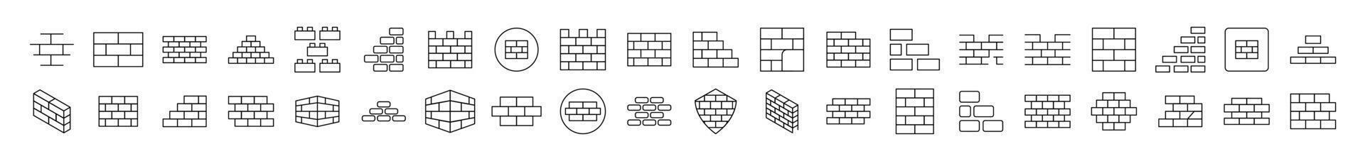 Brick Wall, Construction Related Line Icons for Web Sites, Books, Cards, Apps. Editable Stroke. Suitable for Web Sites, Books, Cards, Apps vector