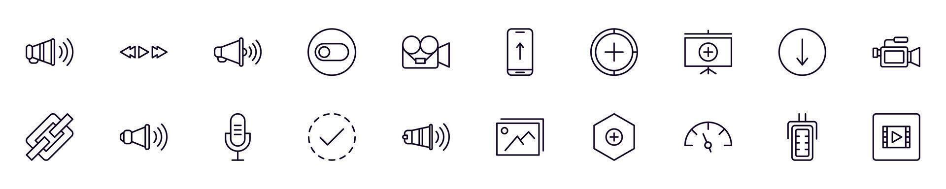 Collection of thin images of essential signs for interface for web sites, newspapers, articles book vector