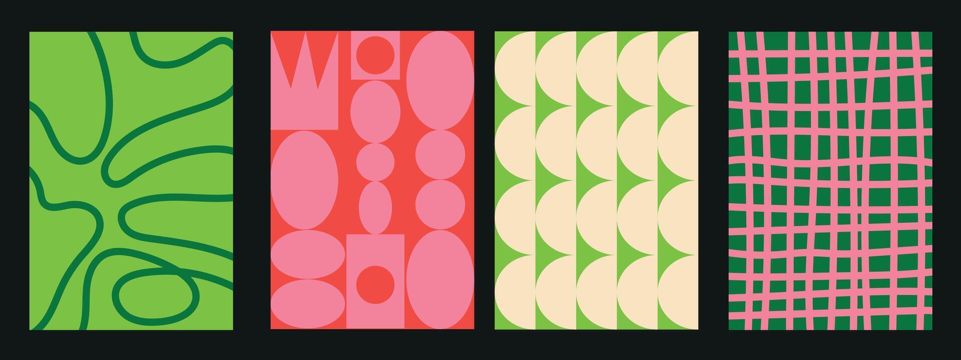 Abstract background set. Collection of textured backgrounds with simple repeating patterns. Colorful backgrounds for cards, posters, covers, banners, or branding. vector