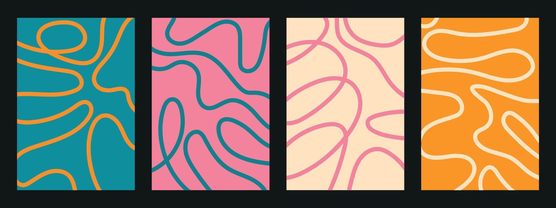 Abstract background set. Colorful modern objects from abstract lines. Wave lines. Abstract colorful backgrounds for cards, posters, covers, banners, or branding. vector