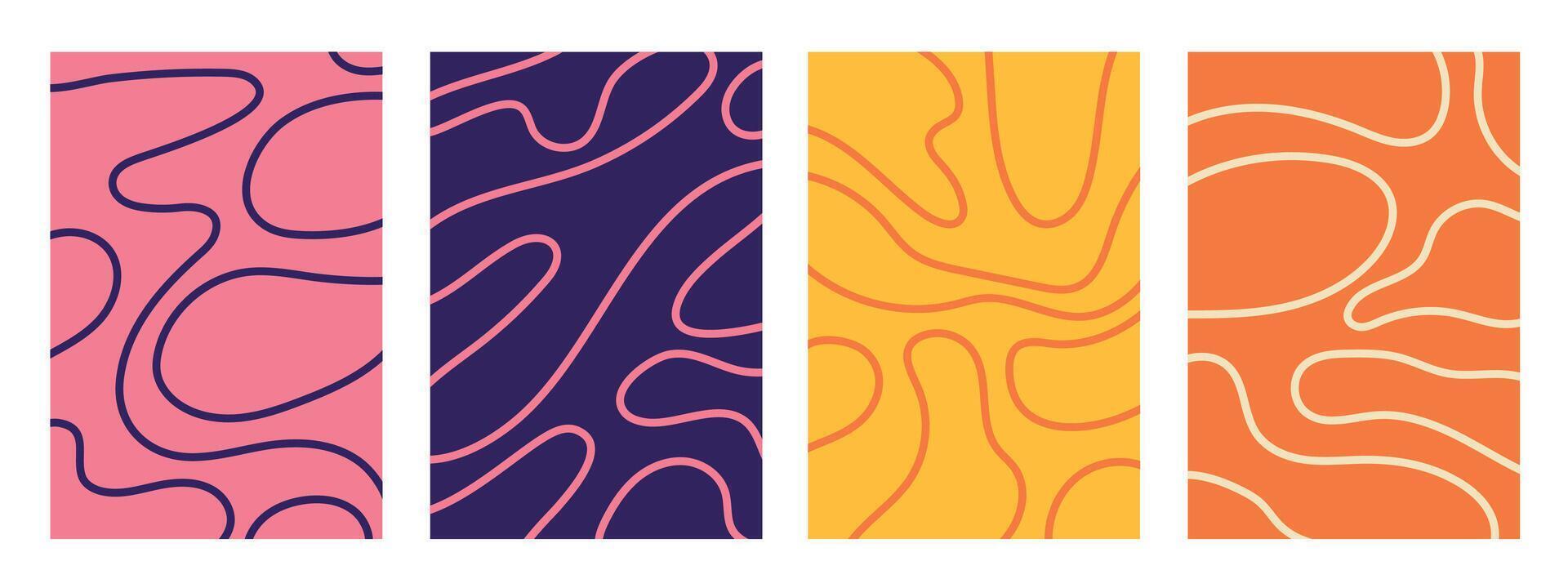 Abstract background set. Colorful modern objects from abstract lines. Wave lines. Abstract colorful backgrounds for cards, posters, covers, banners, or branding. vector