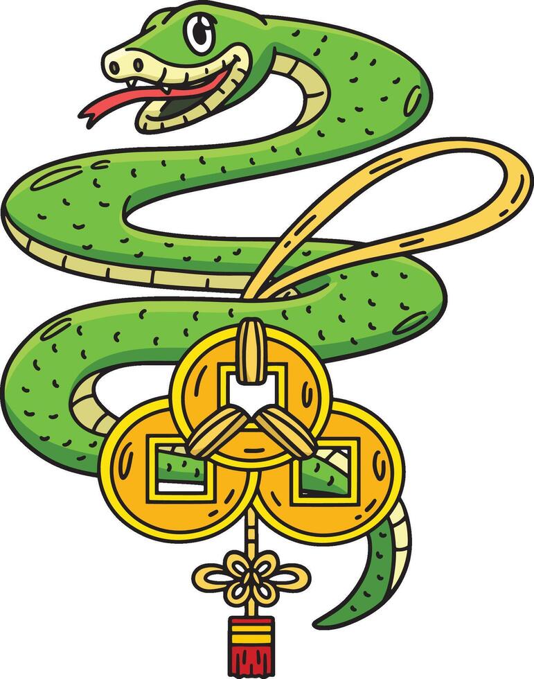 Year of the Snake Feng Shui Cartoon Clipart vector