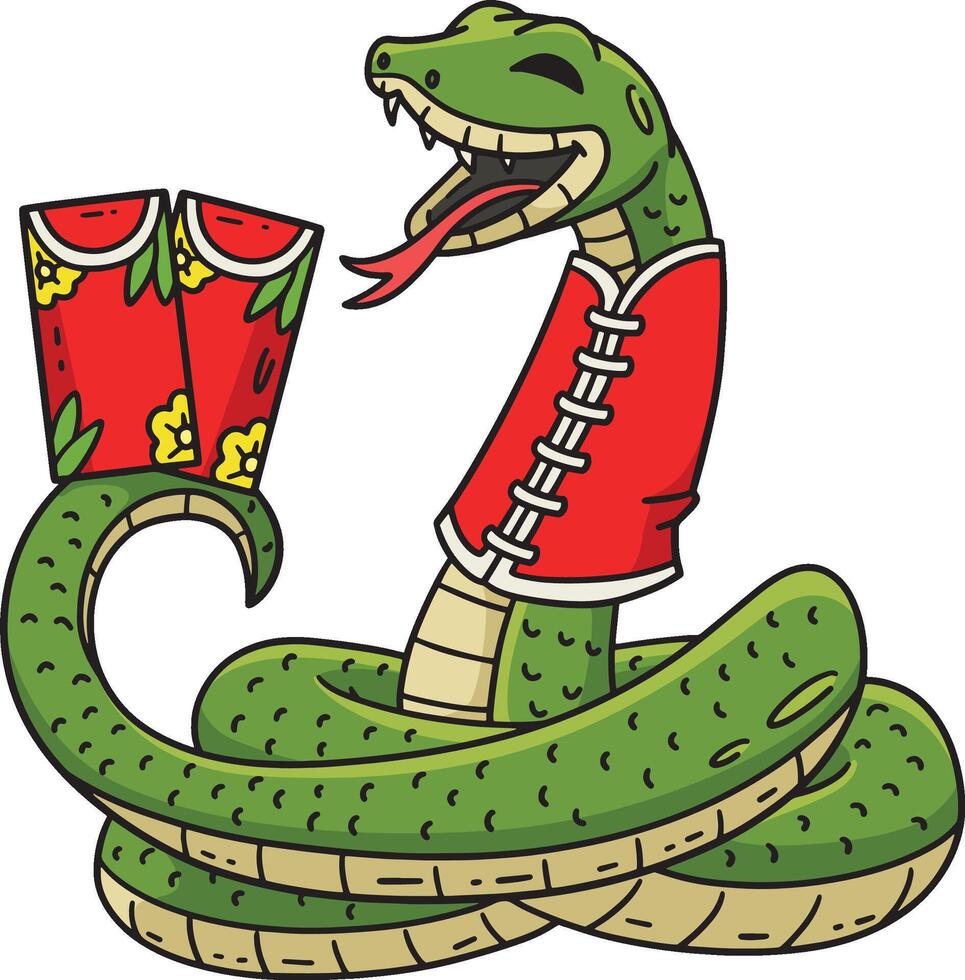 Year of the Snake with Fortune Cards Clipart vector