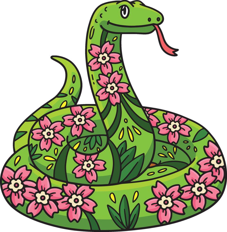 Year of the Snake with Pattern Cartoon Clipart vector