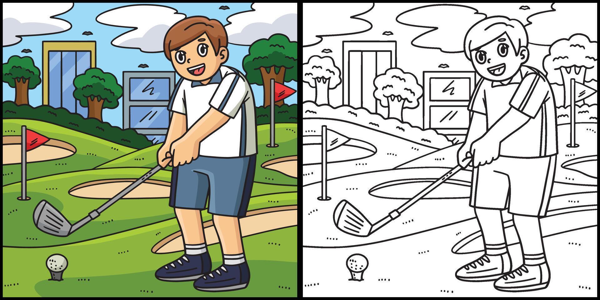 Golf Golfer Getting Ready to Hit Illustration vector
