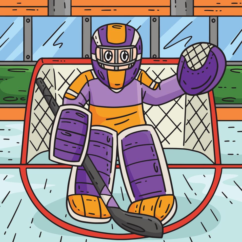 Ice Hockey Goaltender Guarding Base Colored vector