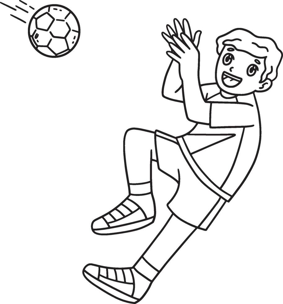 Handball Player Catching Ball Isolated Coloring vector