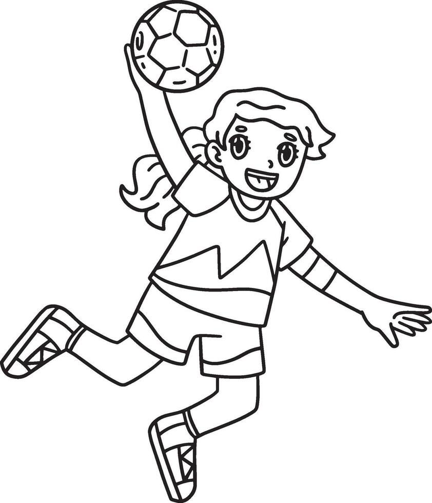 Handball Player Shooting Ball Isolated Coloring vector