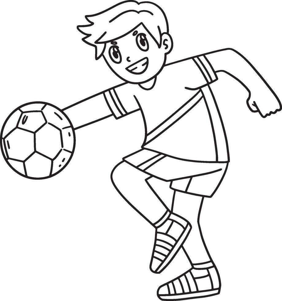 Handball Player Taking Aim Isolated Coloring Page vector