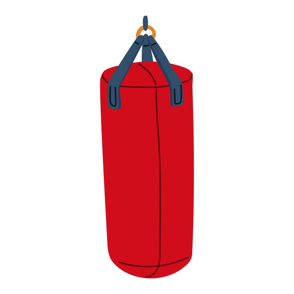 punching bag for striking is suspended rectangular flat. A training hanging item for boxers in red and blue colors. An element of sports equipment. Isolated on white. Sports simulator for a boxer vector