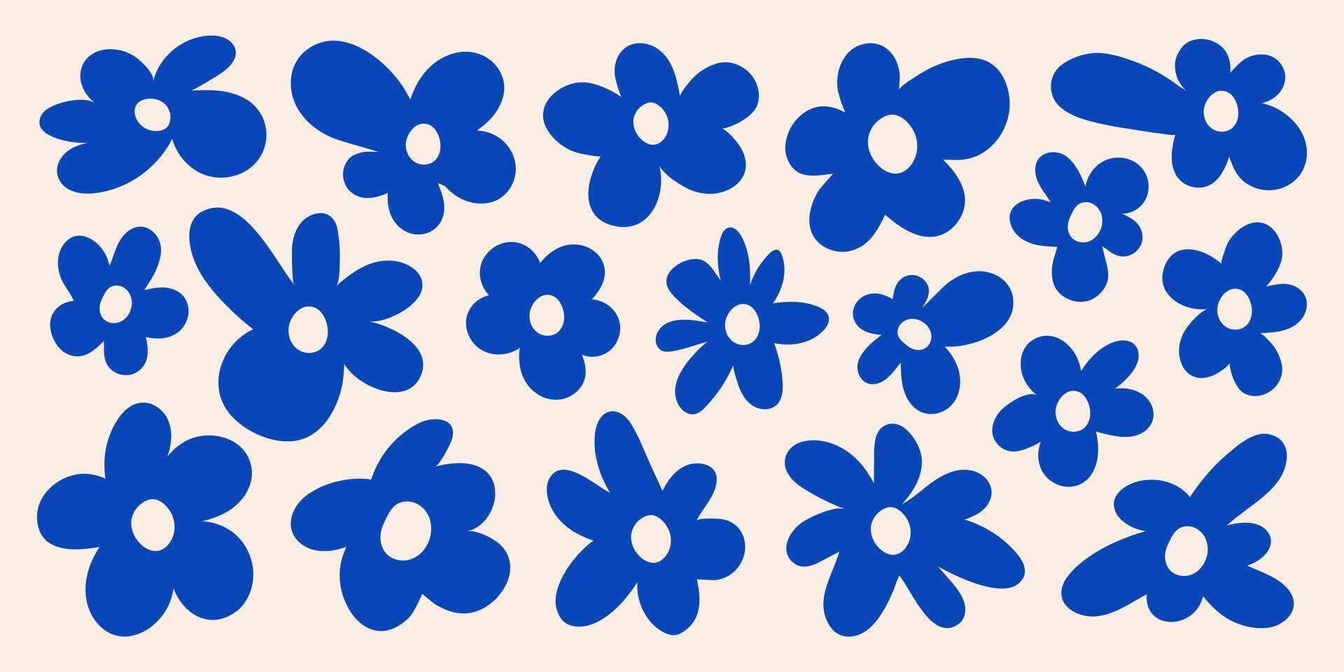 Seamless pattern with colorful groovy daisy flowers on a pastel background vector