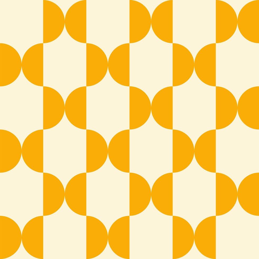 Trendy retro geometric seamless pattern with yellow semicircles on a beige background. Modern minimal abstract background vector