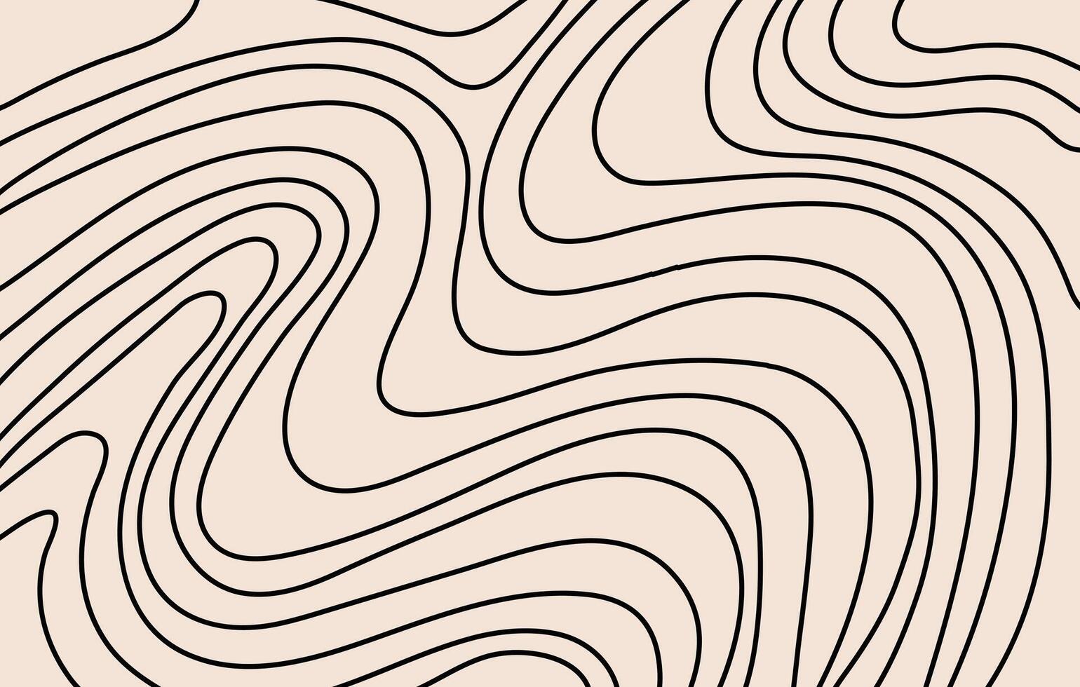 Abstract horizontal background with black linear waves. Black and beige colors vector