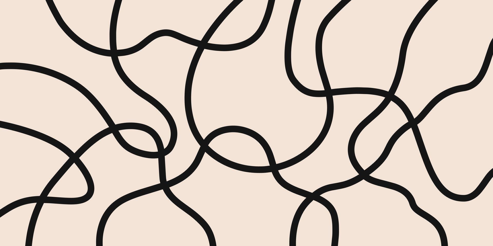 Abstract horizontal background with linear waves. Trendy illustration in style retro 60s, 70s. Black and beige colors vector